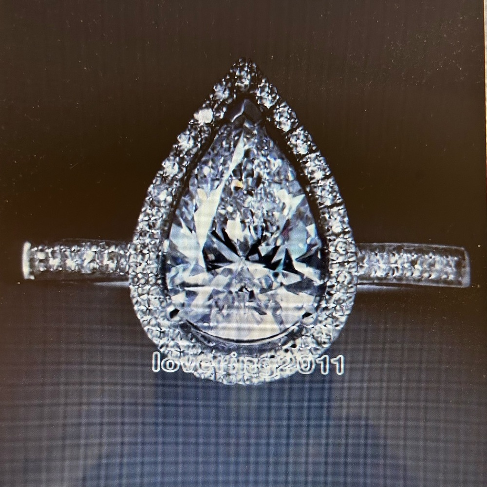 Teardrop lab created diamond 925 Sterling Silver